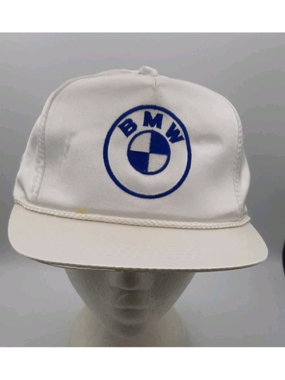 VTG International Insignia BMW Satin Trucker Hat White Snapback New Old Stock